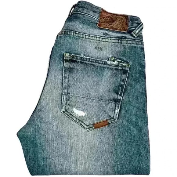 Prps Designer Distressed Stone Wash Slim Straight Jeans